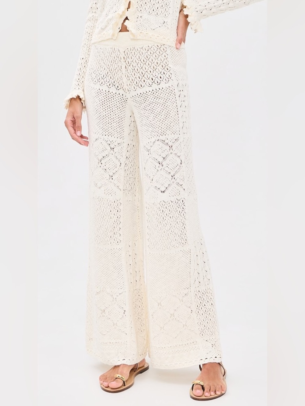 BA&SH Women’s Ivory Crochet Wide-Leg Pants XS
